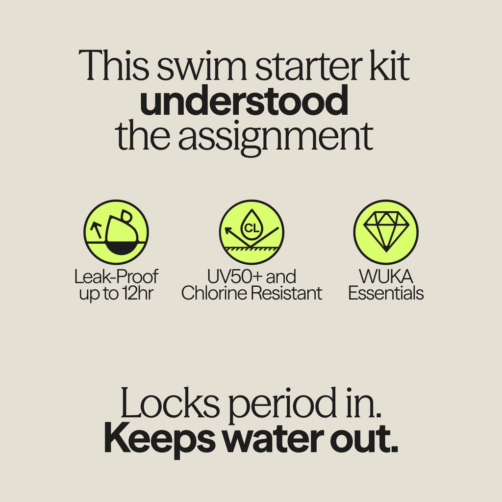 Teen period swim shorts with leak-proof protection up to 12 hours, UV50+ sun protection and chlorine resistant fabric