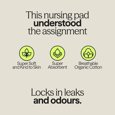 WUKA Maternity Nursing Pad benefits: super soft, highly absorbent, breathable organic cotton design locks in leaks and odours.