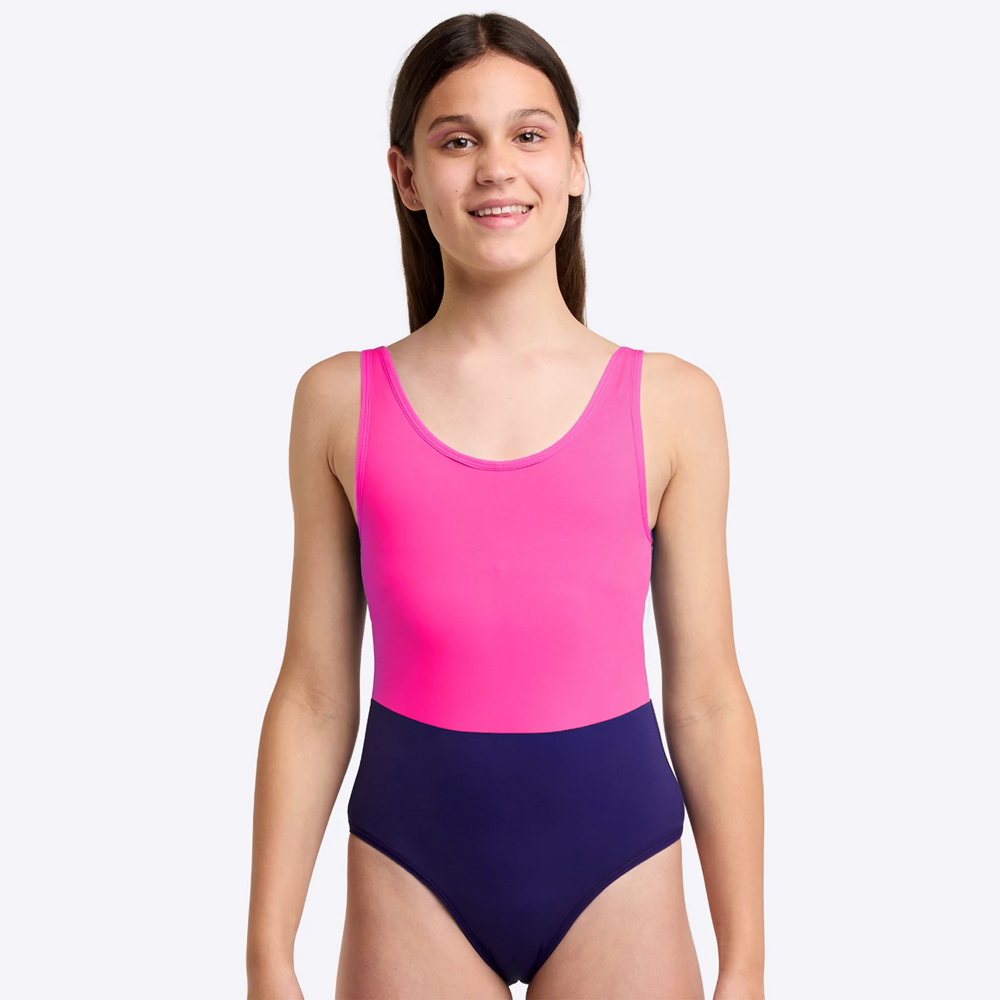 WUKA Teen Period Two-Tone Scoopback Swimsuit - Pink/Purple - Front