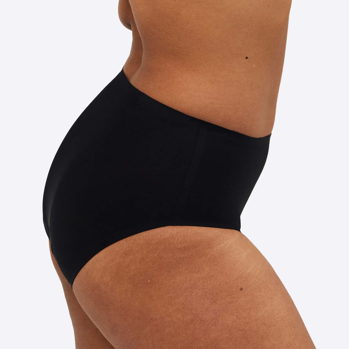 Stretch Seamless Midi Brief Style - Light  Absorbency - Black - Size 2 - Side