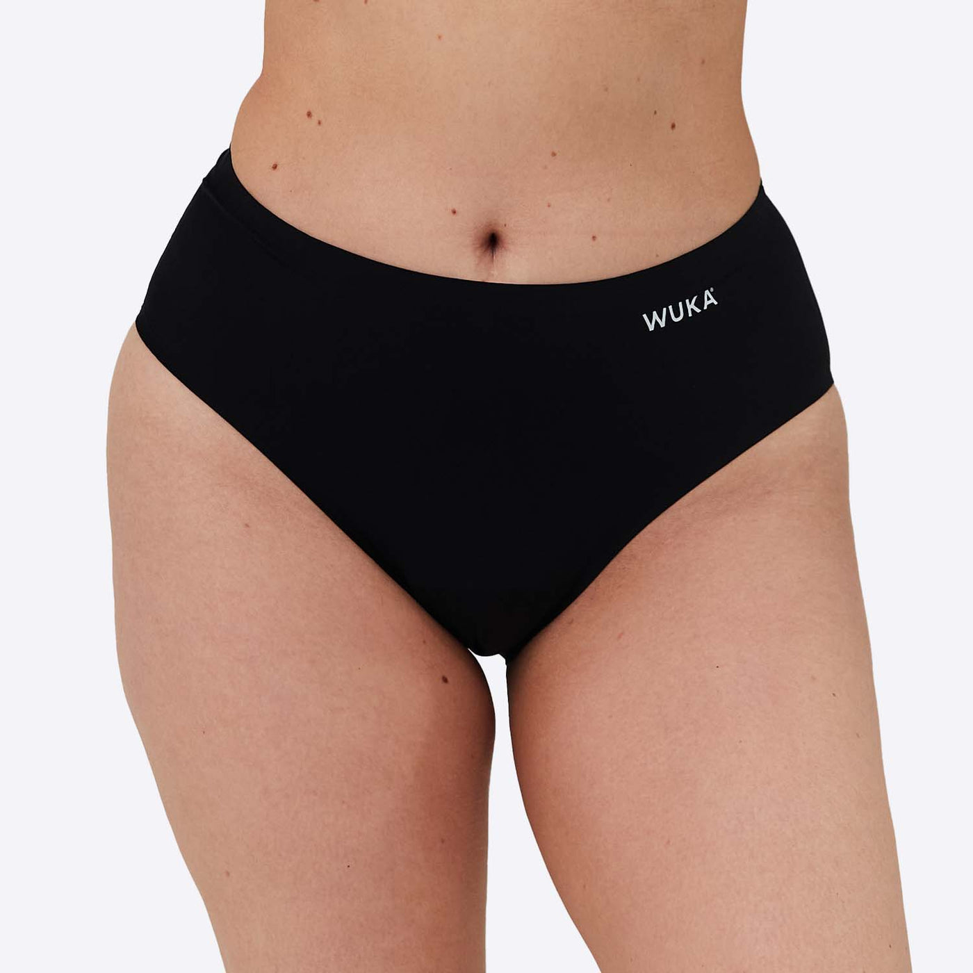 WUKA Period Stretch Midi Brief Style Super Heavy Absorbency Black Colour Front Size 2