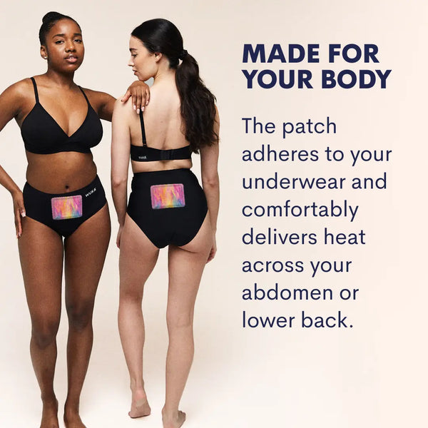 Made for your body - The patch adheres to your underwear and comfortably delivers heat across your abdomen or lower back.