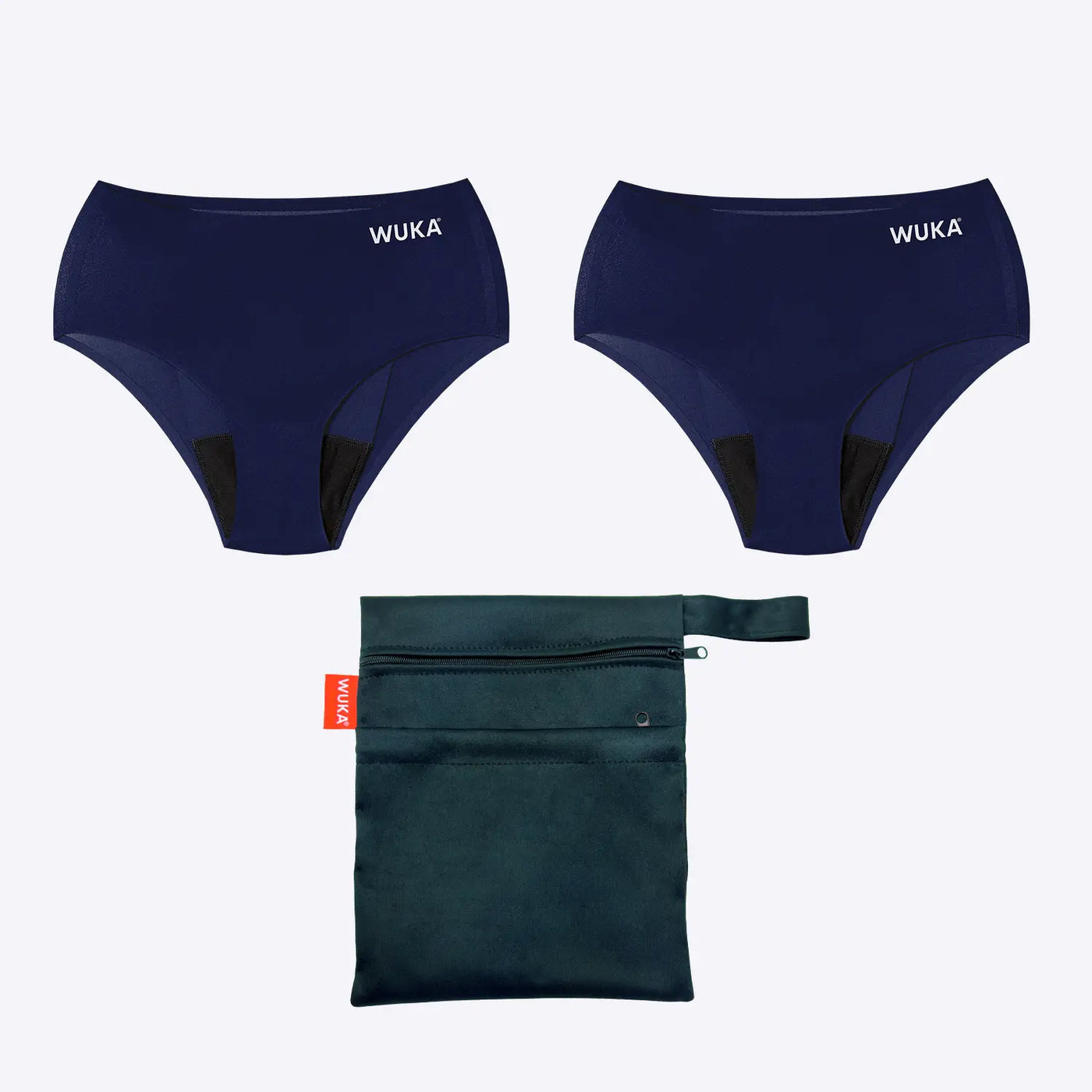 WUKA Period School Set Stretch 2 Pack Style Heavy Flow Navy Colour Set