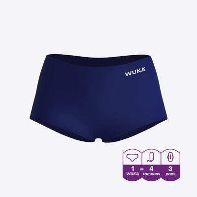 WUKA Stretch Period Short Teen Style Heavy Absorbency Navy Colour 3D render