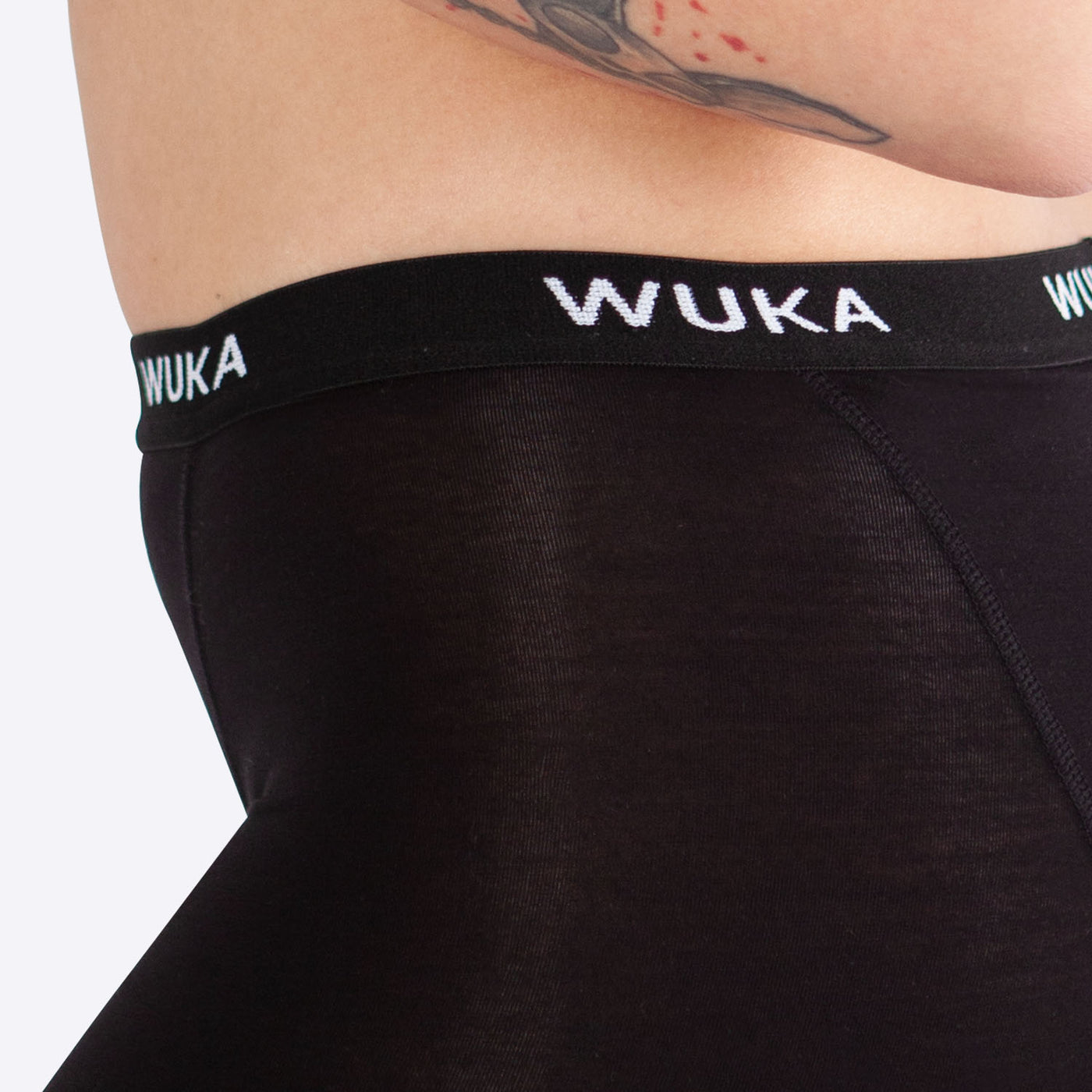 WUKA Ultimate Boxer Shorts Period Pants Style Medium Flow Black Colour Detail